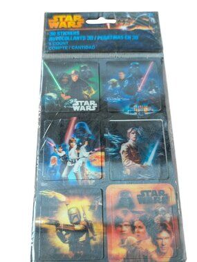 Star Wars 2013 NOS 3D Stickers 1 Sheet 6 Stickers Luke Leia Darth Vader Yoda
